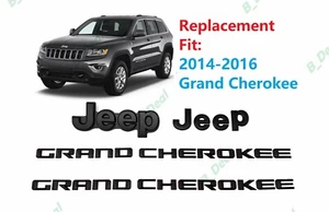 Matte Black Front Rear Jeep Door Letters Emblems Fit 2014-2016 Grand Cherokee - Picture 1 of 5