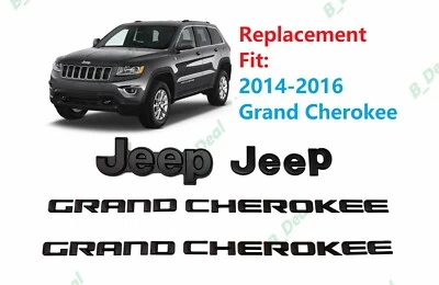 Matte Black Front Rear Jeep Door Letters Emblems Fit 2014-2016 Grand Cherokee - Image 1 of 4