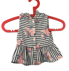 Cynthia Rowley Frühling Mädchen Kapuze ärmellos Blumen gestreift Weste 6-9 Monate Neu mit Etikett - Bild 1 von 3