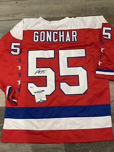 Sergei Gonchar Autographed Signed Washington Capitals Hockey Jersey Beckett COA