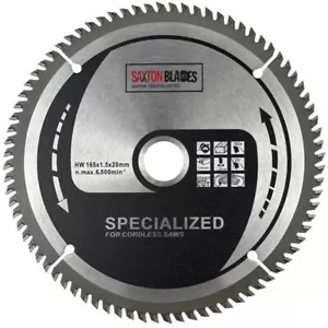 Saxton TCT Thin Kerf Circular saw blade 165mm x 80T fits Dewalt Makita Bosch - Picture 1 of 6