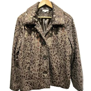 Chaqueta Erin Evening Para Mujer Marrón Metálico Cálida Acogedora Estampado Animal 1X - Imagen 1 de 8