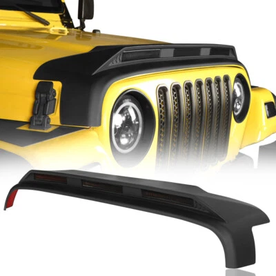 Protector de capó negro protector de piedra con luces ámbar para Jeep Wrangler TJ 1997-2006 Foto 1 de 4
