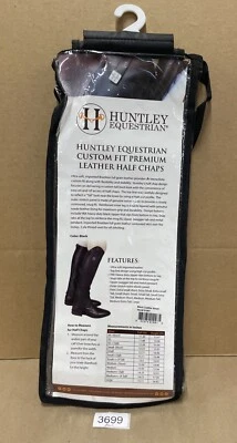 Meia-calça de couro premium ajuste personalizado HUNTLEY EQUESTRIAN preta PEQUENA #01007 - Imagem 1 de 4