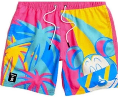 Terno de banho - Shorts de tabuleiro médio rosa marca Disney & Neff  - Imagem 1 de 4