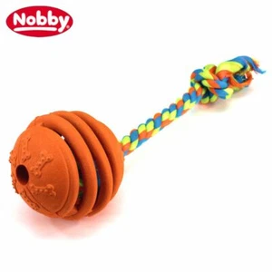 Nobby Vollgummi Ball mit Seil - Hundespiel Wurfseil Apportierspiel Gummiball - Bild 1 von 2