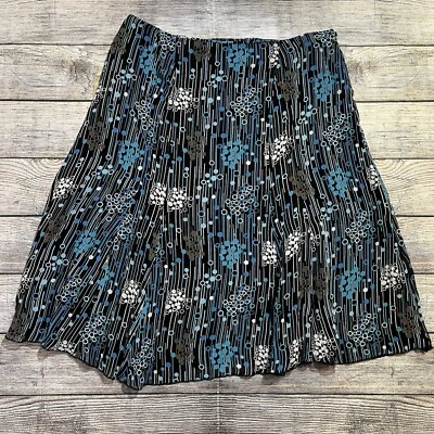 Falda geométrica a rayas colorida vintage Style & Co negra azul blanca rayón rodilla Foto 1 de 4