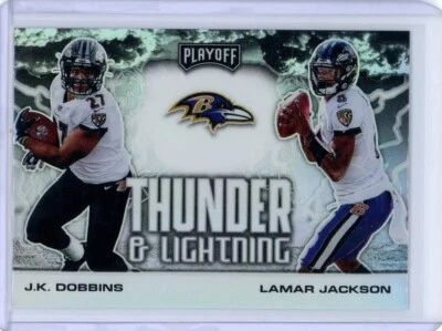 2020 Panini Playoff Lamar Jackson J.K. Dobbins Ravens Thunder & Lightning Prizm - Image 1 of 2