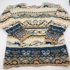 Vtg Heirloom Collectibles Womens Sz L Sweater Floral Beaded 90s Granny Cottage - Picture 1 of 15