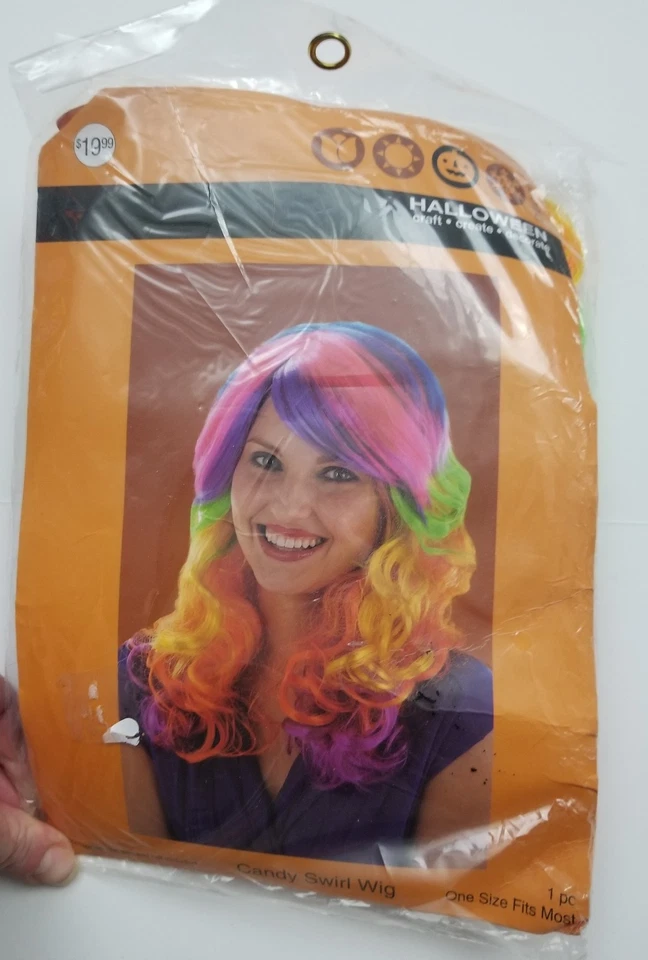 Candi Swirl Wig Club Rave Rainbow Halloween Costume Accessory New - Image 1 of 1