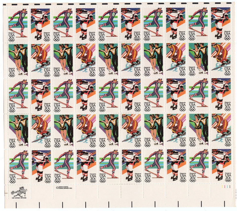 Scott #2070a (2067-70) Winter Olympics Sheet of 50 Stamps - MNH LR - Image 1 of 1