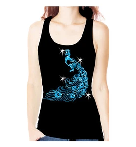 CAMISETA DE TANQUE TODO RHINESTONE PEACOCK BLING GLITTER TANK CAMISETA - Imagen 1 de 2