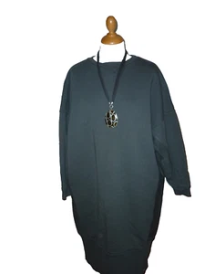 Cotton Candy by Just Fashion Sweatkleid Gr. L dunkel grau grün warm ohne Kapuze - Bild 1 von 4