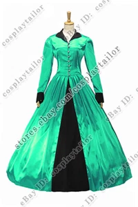 Victorian Style Pioneer Ladies Floor Length Dress with Turtle Neck - Picture 1 of 55
