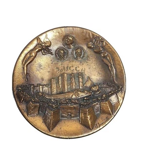 VTG art Signed E. Simonetti wall hanging plaque thin copper covered LUCCA Italy - Picture 1 of 4