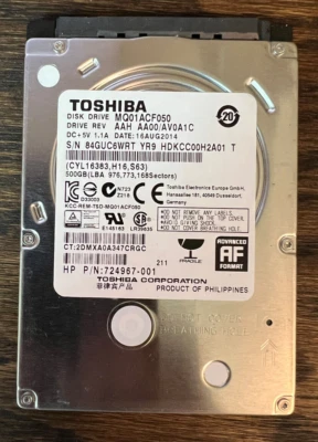 HP Toshiba Mobile Thin 2.5-inch 500GB 7200RPM SATA MQ01ACF050 724967-001 - Image 1 of 2