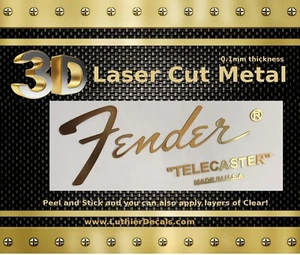 Fender Telecaster Guitar Decal 3d metal Headstock Restoration Sticker Logo m18 - Picture 1 of 7