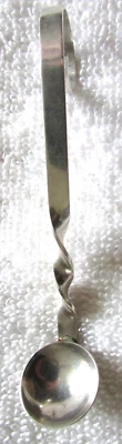 Curved Handle Twist Stem Sterling Silver Mustard Mayo Honey Sauce Cream Ladle - Image 1 of 3