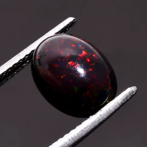 Natural Black Ethiopian Opal Oval Shape Cabochon Loose Gemstone 2 Ct 11X8X5 mm - Picture 1 of 3