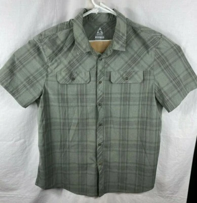 Gerry мужчин клетку коротким рукавом на пуговицах туризм открытый рубашка XL карманы зеленый - Изображение 1 из 4