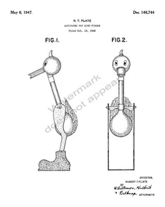 Water Drinking Activated Toy Bird Patent Print - White - Picture 1 of 7