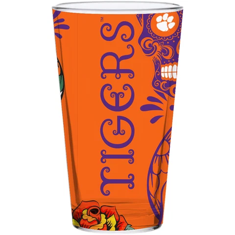 Clemson Tigers 16oz. Team Dia de los Muertos Pint Glass Cover