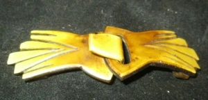ART DECO 1930's BAKELITE ORANGE LEAF LEAVES LADIES BELT BUCKLE - Bild 1 von 4