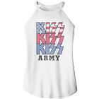 Kiss Army Red White & Blue Stars & Stripe Women's Rocker Tank T Shirt Rock Music
