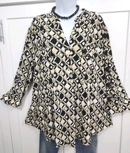 Cocomo Übergröße 1X Damen Tunika Oberteil 3/4 Arm Stretch Neu mit Etikett - Bild 1 von 13