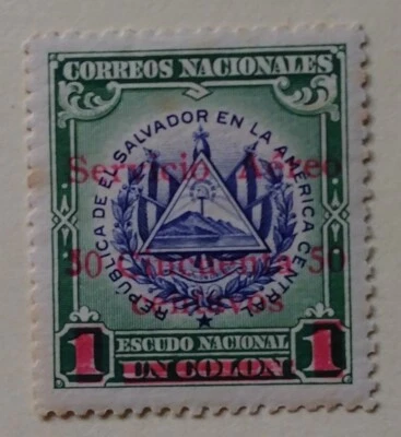 Sello de correo aéreo de El Salvador, 1930, sc#C10, como nuevo, VLH, OG, 2ª impresión Foto 1 de 2