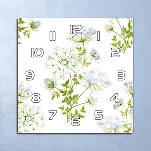 Glass Wall Modern Home Clock 30x30 Decor Modern Field Delicate Flowers - Picture 1 of 6