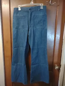 De colección 32R Pantalón Utilitario Denim EE. UU. Azul Marino Marinero Jeans Acampanado Campana Parte Inferior peto - Imagen 1 de 13