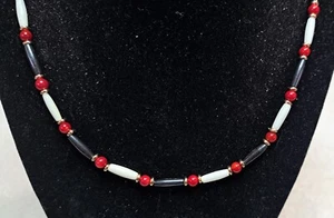 Collana Perline Osso Nativi Americani Artigianali - Foto 1 di 1