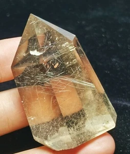 ¡RARO! Espécimen de punto de amor de cristal de cuarzo rutilado cabello dorado transparente natural - Imagen 1 de 8