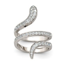 Bands Ring in 925 Sterling Silver Snake Shape Round Cut Diamond Women's Wedding
