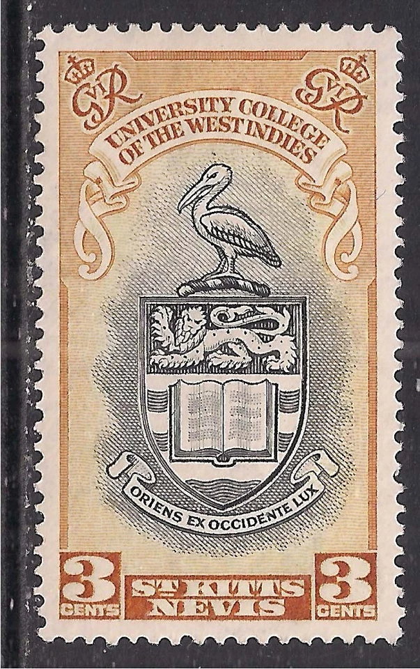 St Kitts & Nevis 1951 KGV1 3ct BWI University College MM SG 92 ( G761 ) - Image 1 of 1