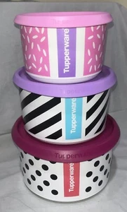 NEW TUPPERWARE Urban moves 3 pc canister set black & white with Color - Picture 1 of 5