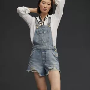 Anthropologie Pilcro denim cutoff shortalls distressed shorts size 29 NEW - Picture 1 of 9