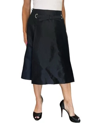 FALDA DE NOCHE RICKIE FREEMAN TERI JON NEGRA CRISTAL ESTRÁS SEDA LANA 10 Foto 1 de 4