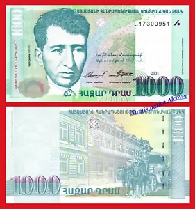 ARMENIA 1000 Dram 2001 Pick 50a SC / UNC - Imagen 1 de 1