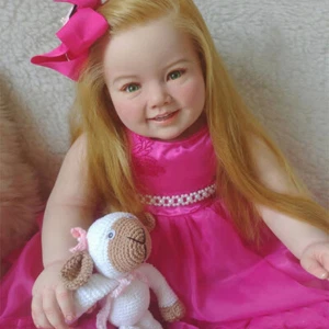 28in Finished Toddler Girl Yellow Hair Reborn Baby Doll Cloth Body Handmade Gift - Foto 1 di 4
