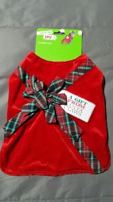 Etiqueta de regalo de Navidad Papá Noel Claus gato gatito abrigo rojo envoltura lazo a cuadros Foto 1 de 4