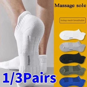 3Pairs Mens Towel Bottom Cotton Sports Ankle Athletic Socks Low Cut Socks Summ ☊ - Picture 1 of 22