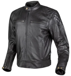 GIACCA JACKET MOTO PELLE LEATHER MOORE RACE 2 NERO BLACK TG XXL - Picture 1 of 2