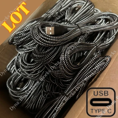 Lote de cable cargador de datos de carga rápida USB C tipo C trenzado de 10 pies para Samsung Foto 1 de 4