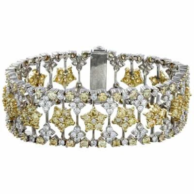 Hermosa pulsera de boda estrella amarilla con piedras blancas de 8,14 quilates y amarillas de 13,32 quilates Foto 1 de 4