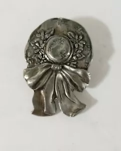 Vintage Möwe von Kanada Hut Band Blumen Brosche Anstecknadel Etain Zinn signiert 1992 - Bild 1 von 4