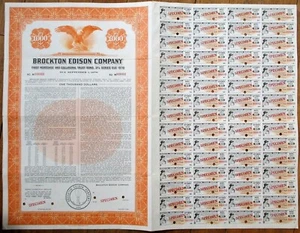 Brockton Edison Co. 1948 MUESTRA Certificado de Bono con Bombilla y Cupones-MA Mass - Imagen 1 de 1