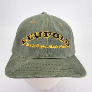 Leupold Hat Cap Optics Rifle Scope Red Dot Binoculars Strapback Green Vtg USA - Picture 1 of 8