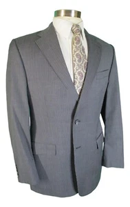 Hickey Freeman Lindsey Mens Grey Stripe 2 Btn Wool Suit 40R USA - Picture 1 of 6